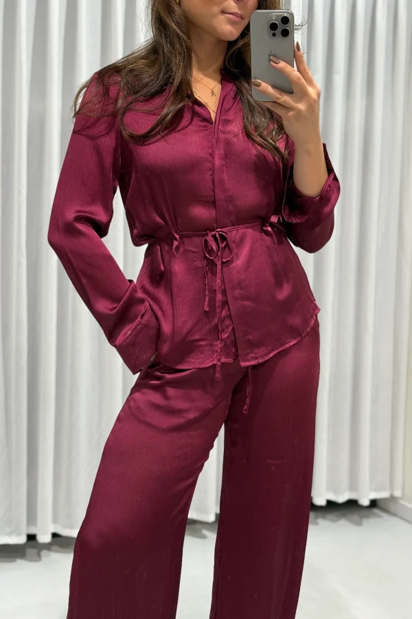2-Piece | Satin Set | Burgundy