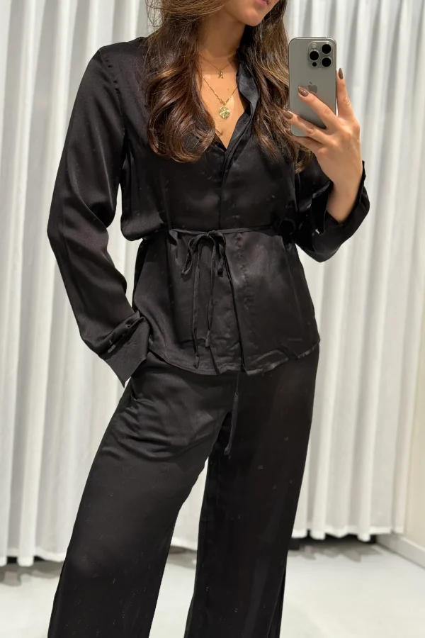 2-Piece | Satin Set | Black