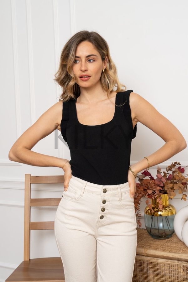 Top | Ruffle | Zwart